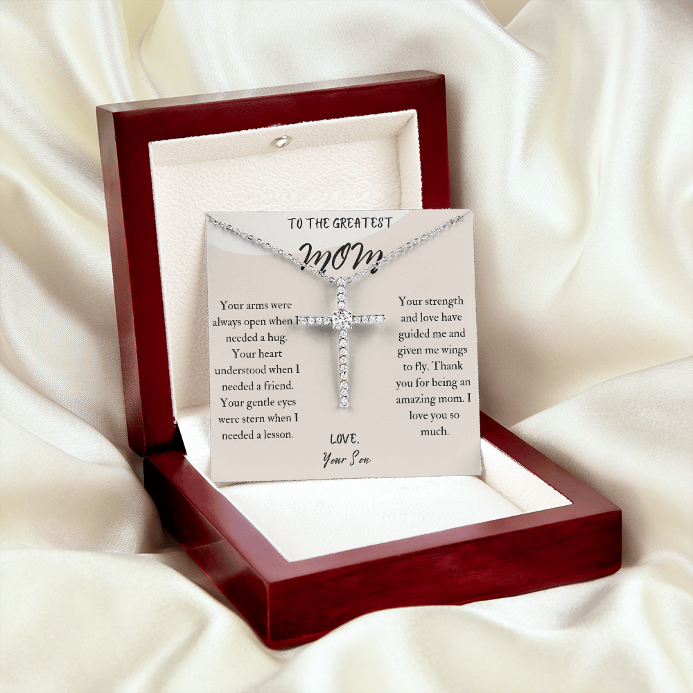 Cross Necklace Gift for Mom from Son, Mother's Day Gift for Mom from Son, Birthday Gift for Mom from Son, Gift for Mom from Son