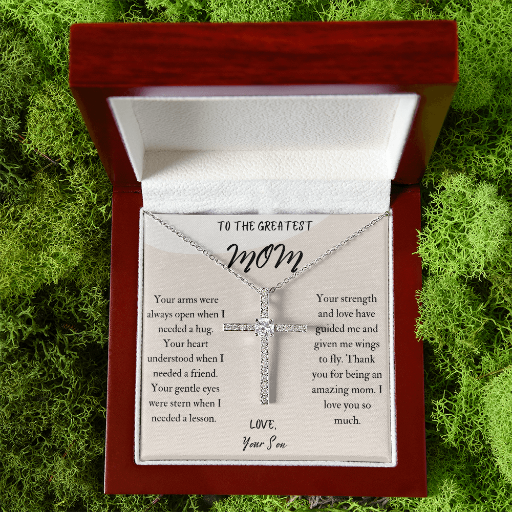 Cross Necklace Gift for Mom from Son, Mother's Day Gift for Mom from Son, Birthday Gift for Mom from Son, Gift for Mom from Son