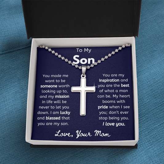 To My Son From Your Mom Ball Chain Cross Necklace