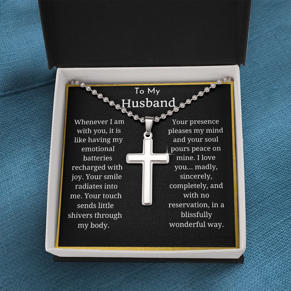 To My Husband Ball Chain Cross Necklace