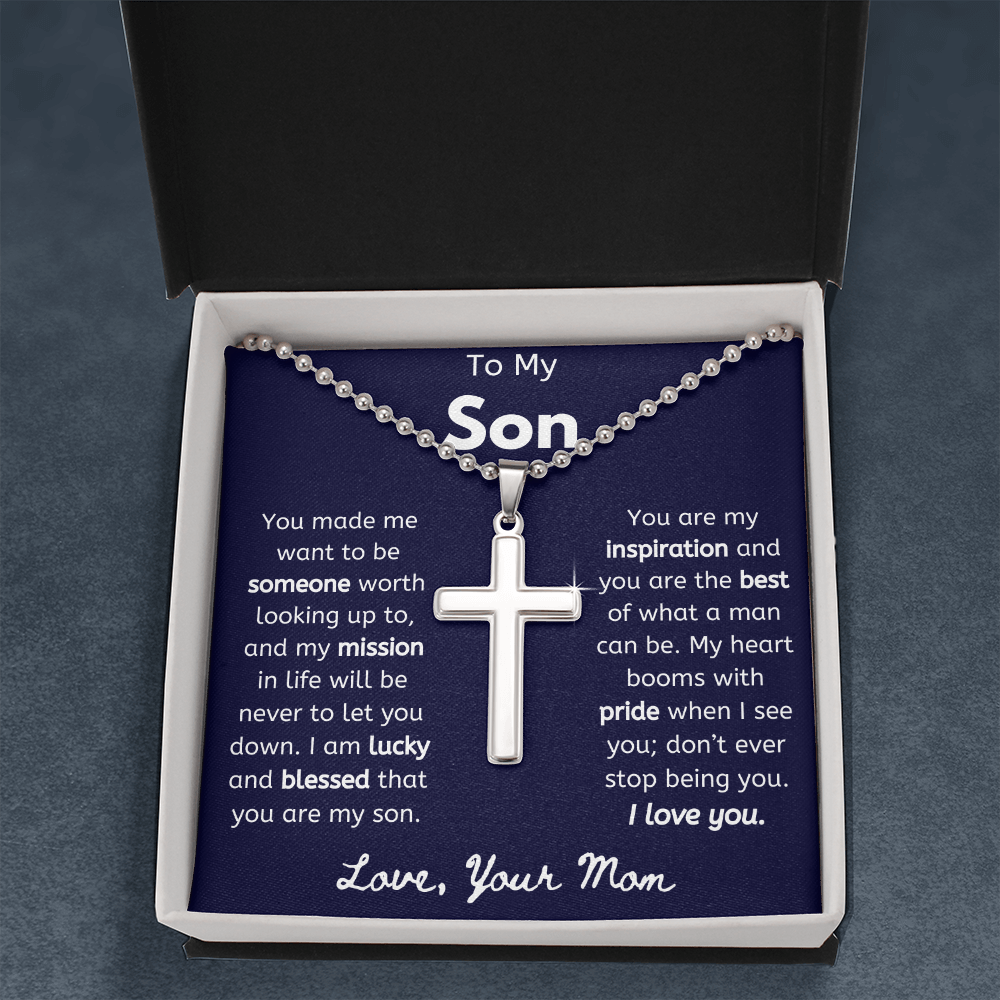 To My Son From Your Mom Ball Chain Cross Necklace