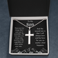 To My Son Cross Ball Chain Necklace with Mountains