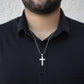 To My Son Cross Ball Chain Necklace with Mountains