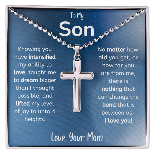 To My Son Ball Chain Cross Necklace