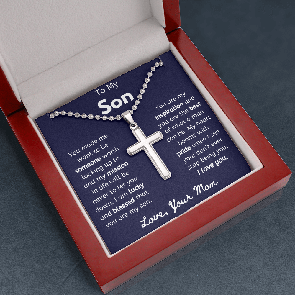 To My Son From Your Mom Ball Chain Cross Necklace