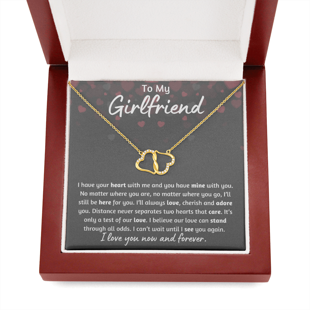 To My Girlfriend Heart Falling Infinity Hearts Necklace