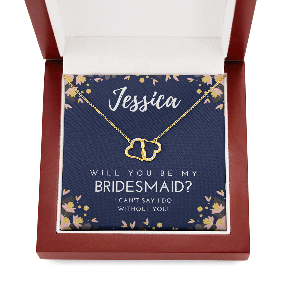 Personalized Bridesmaid Infinity Hearts Necklace