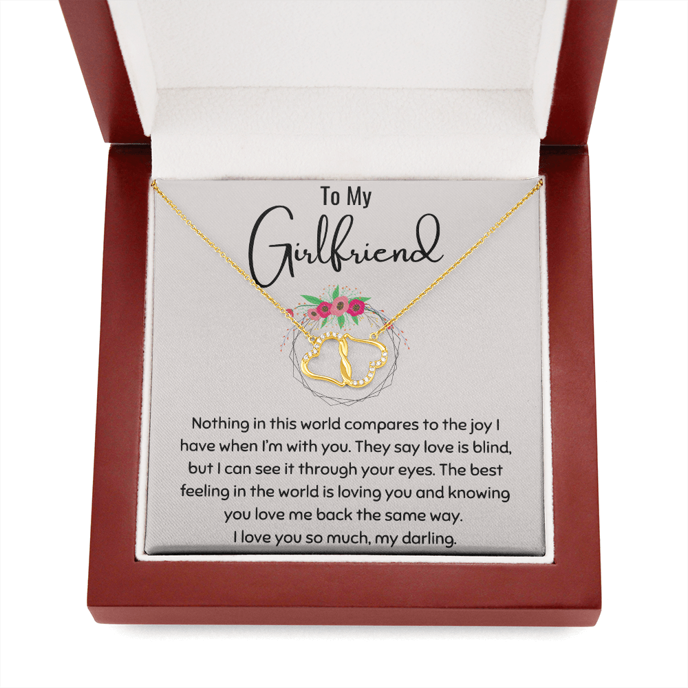 To My Girlfriend 10k Solid Gold Infinity Hearts Necklace