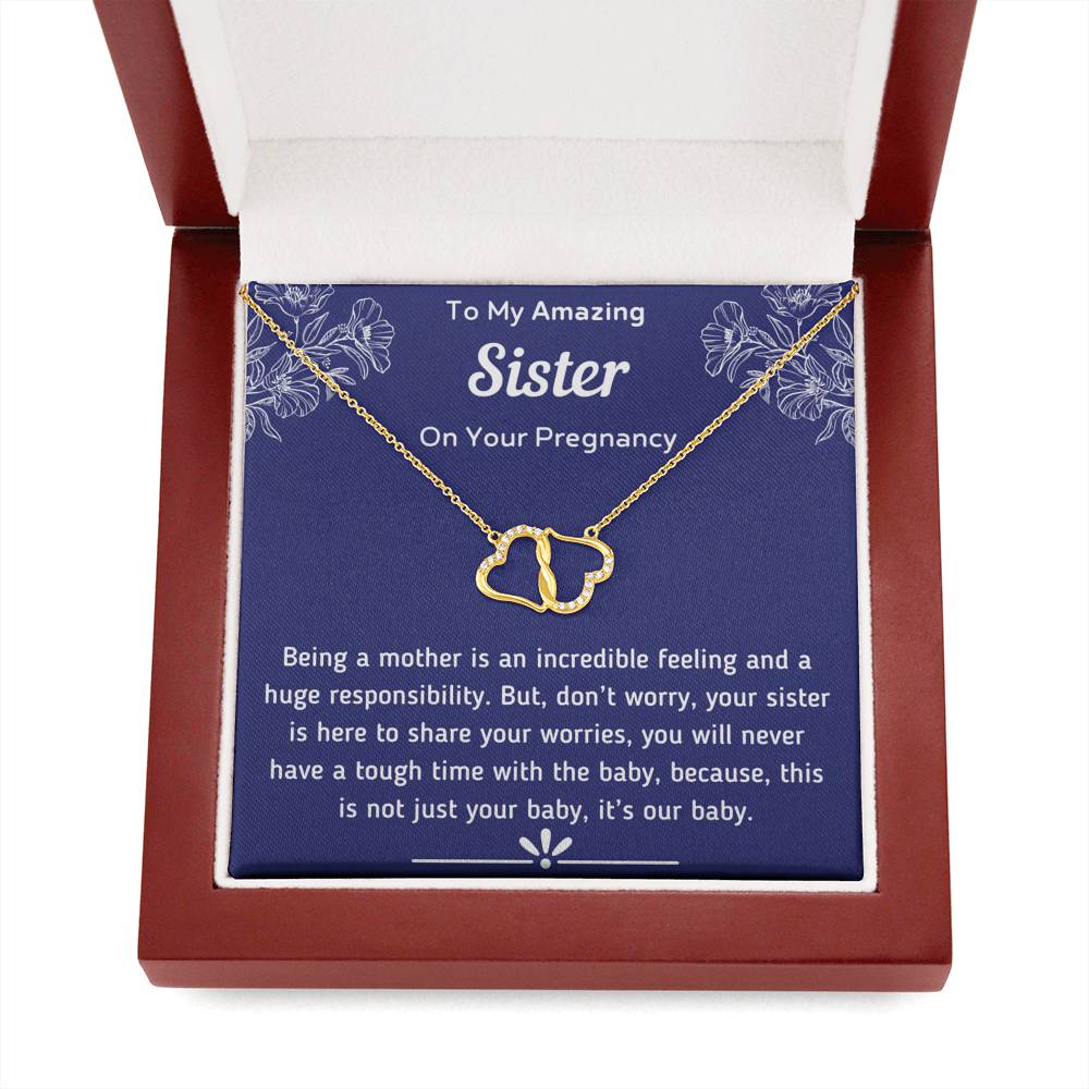 To My Amazing Sister Pregnancy Infinity Hearts Necklace