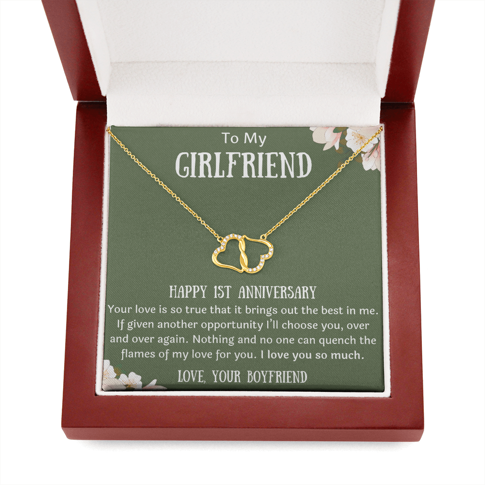 Happy 1st Anniversary To My Girlfriend from Boyfriend Infinity Hearts Necklace