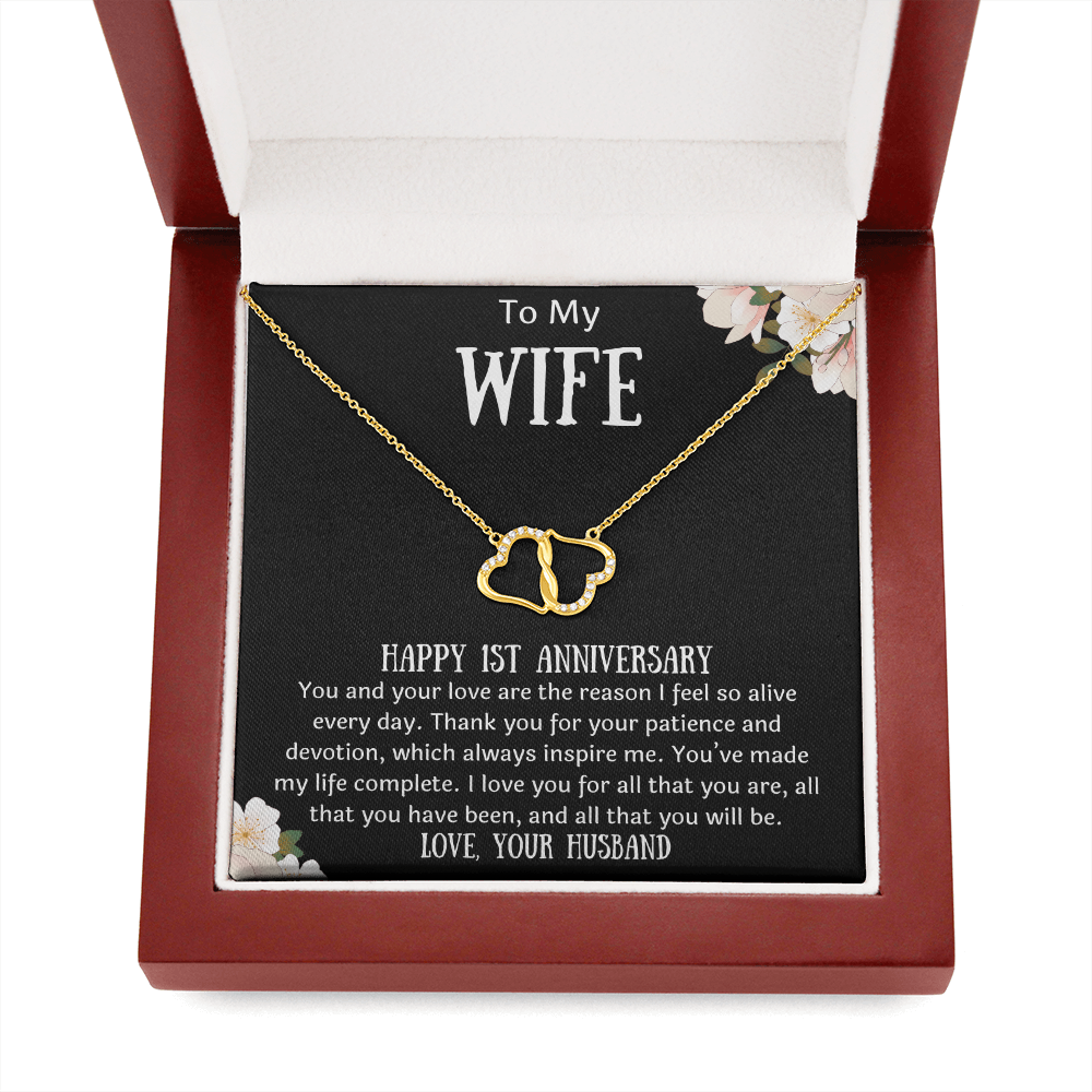 To My Wife 1st Anniversary Infinity Hearts Necklace