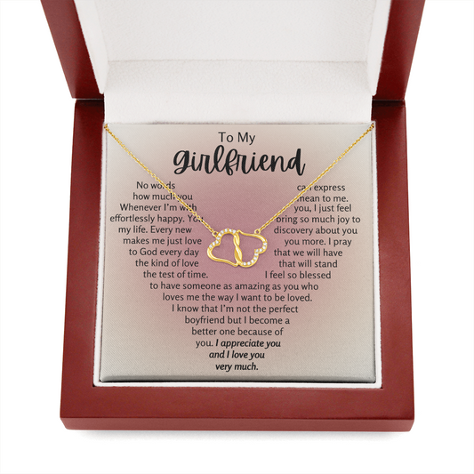 To My Girlfriend Heart Infinity Hearts Necklace