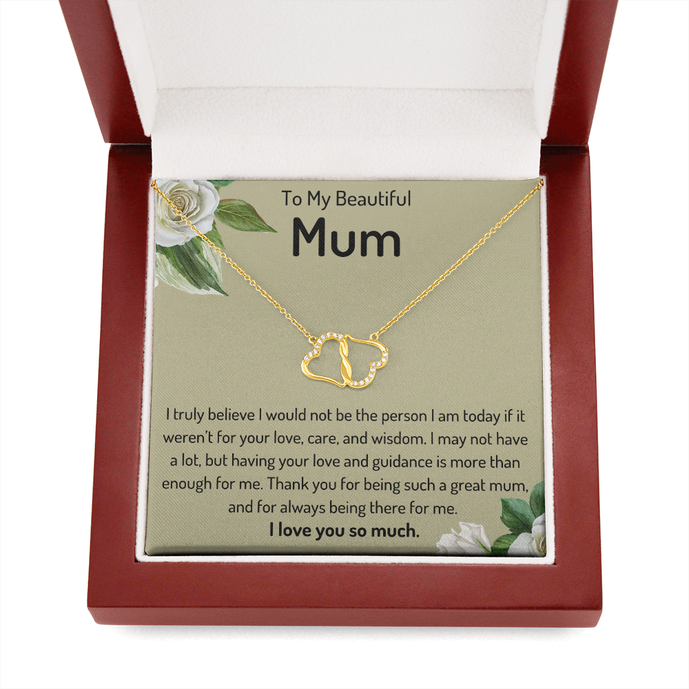 10k Solid Gold To My Beautiful Mum Infinity Hearts Necklace