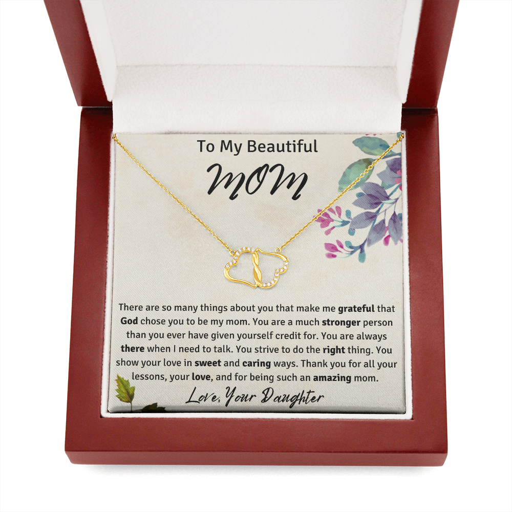 To My Beautiful Mom from Your Daughter Infinity Hearts Necklace