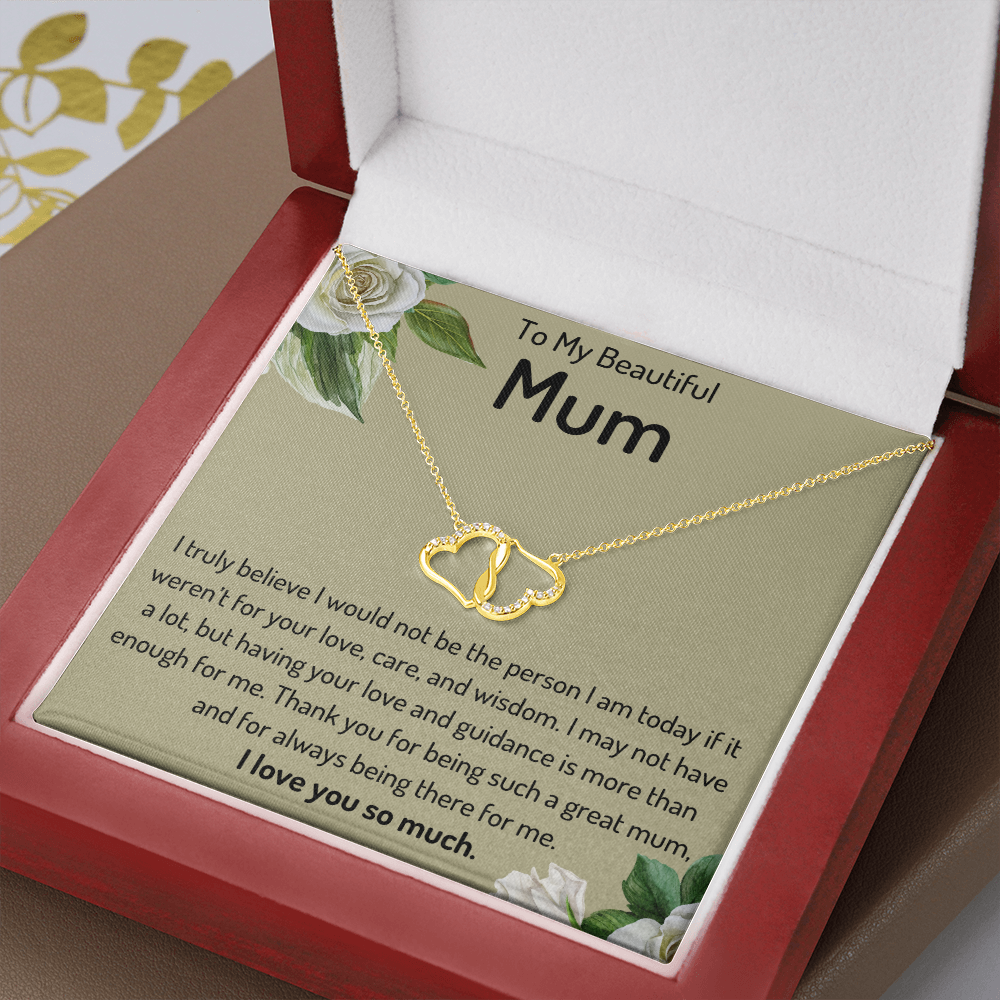 10k Solid Gold To My Beautiful Mum Infinity Hearts Necklace