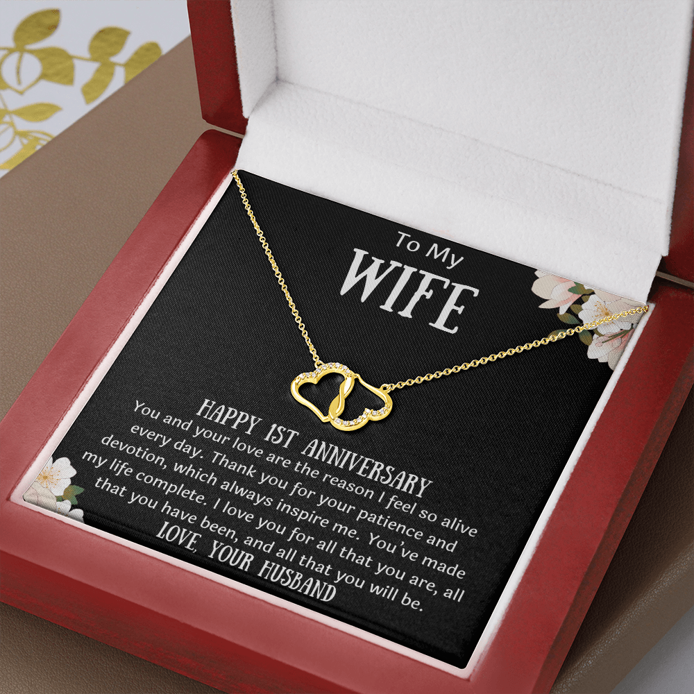 To My Wife 1st Anniversary Infinity Hearts Necklace