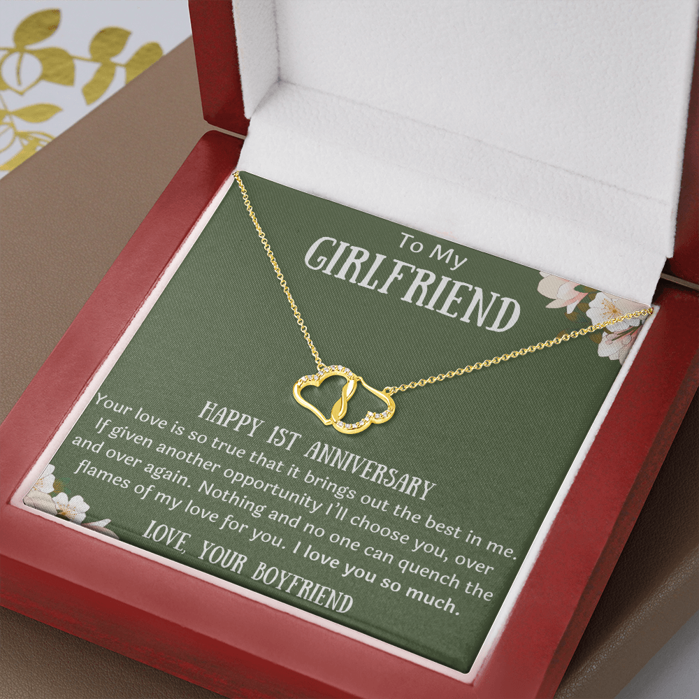 Happy 1st Anniversary To My Girlfriend from Boyfriend Infinity Hearts Necklace