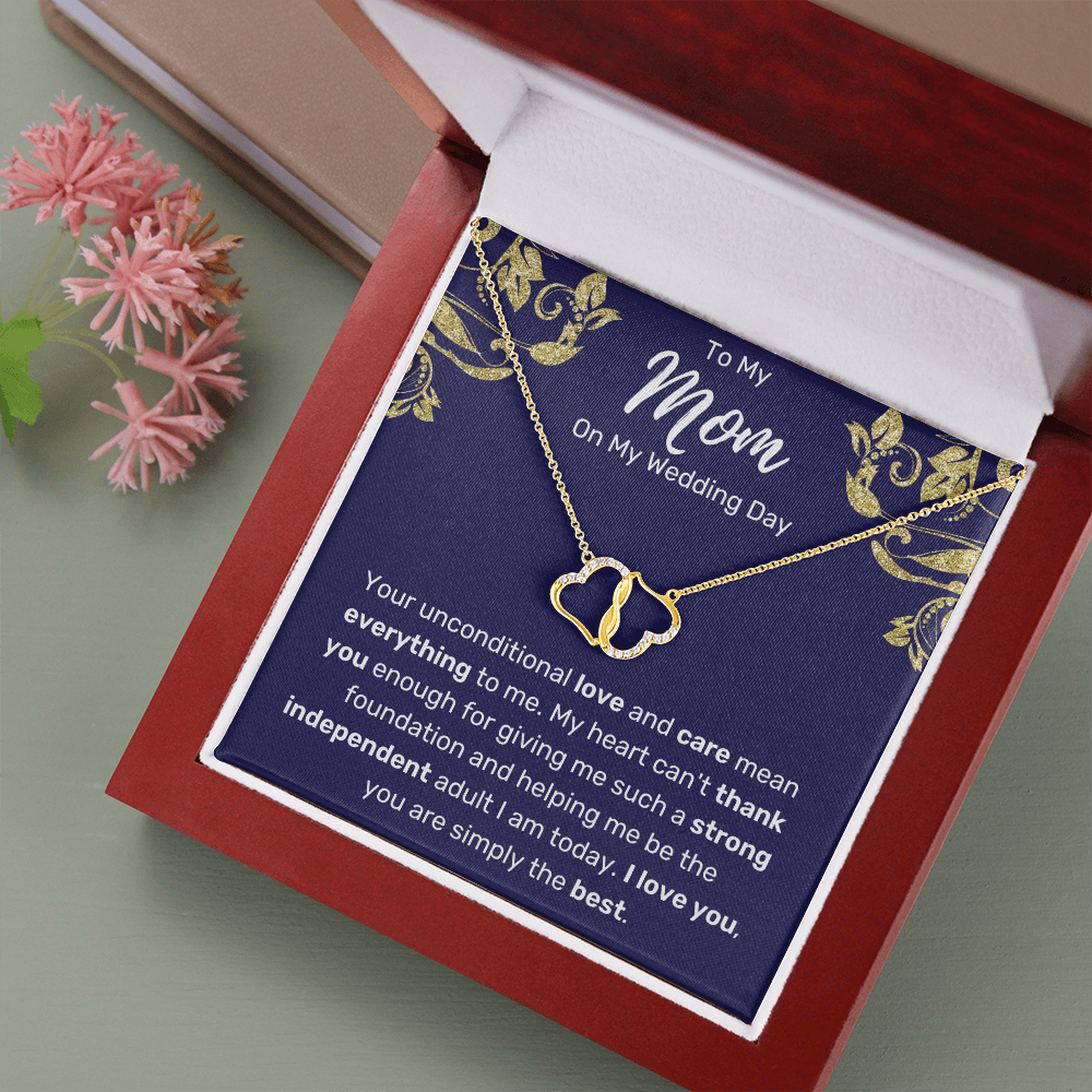 To My Mom On My Wedding Day Infinity Hearts Necklace