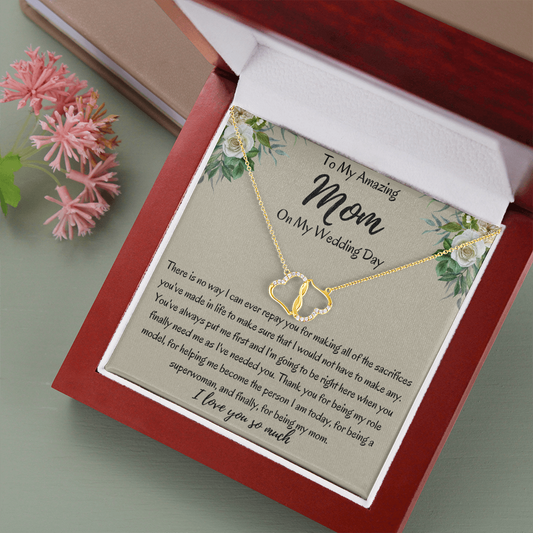 To My Amazing Mom On My Wedding Day Infinity Hearts Necklace