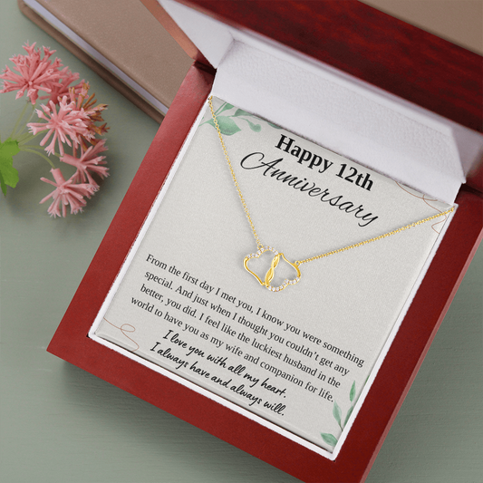 Happy 12th Anniversary Infinity Hearts Necklace