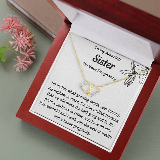 To My Amazing Sister on Your Pregnancy Infinity Hearts Necklace