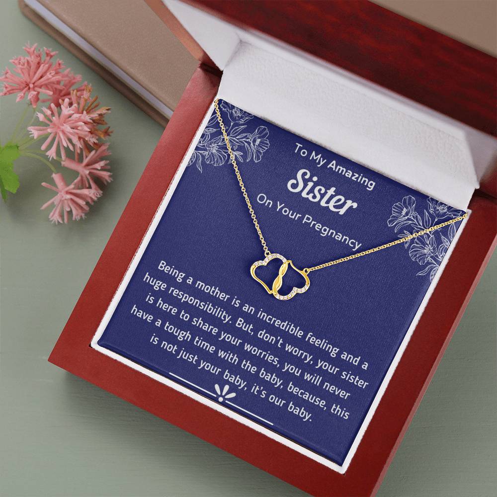 To My Amazing Sister Pregnancy Infinity Hearts Necklace