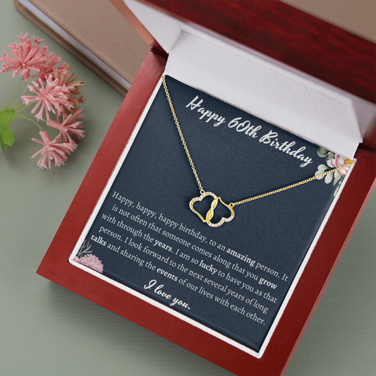 Happy 60th Birthday Infinity Hearts Necklace