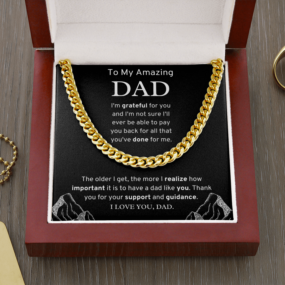 To My Amazing Dad Cuban Link Necklace