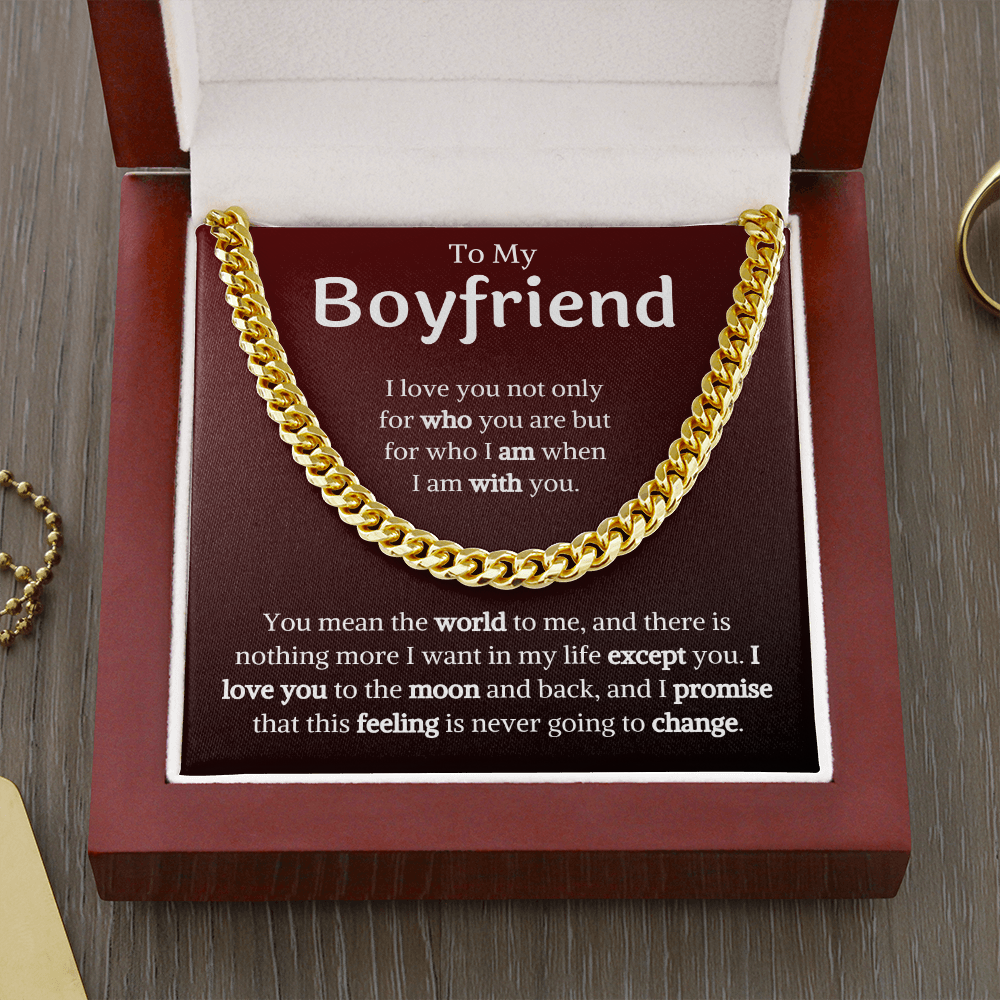 To My Boyfriend Gradient Cuban Link Chain Necklace