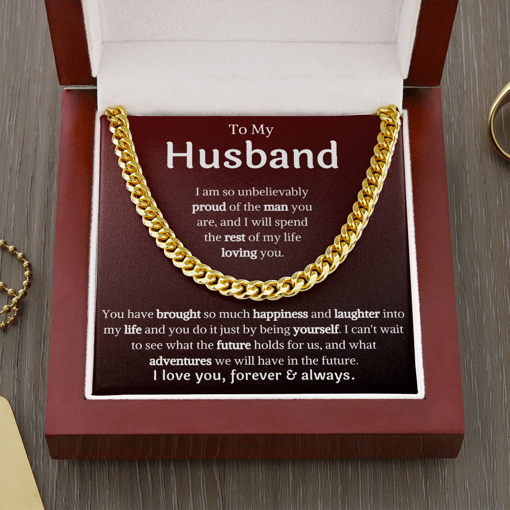 To My Husband Gradient Cuban Link Chain Necklace