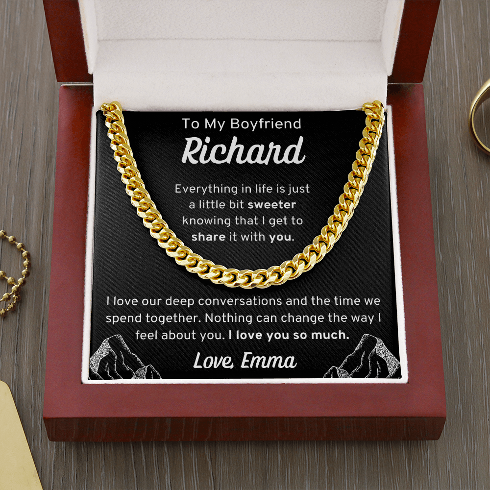 Personalized To My Boyfriend Cuban Link Chain Necklace