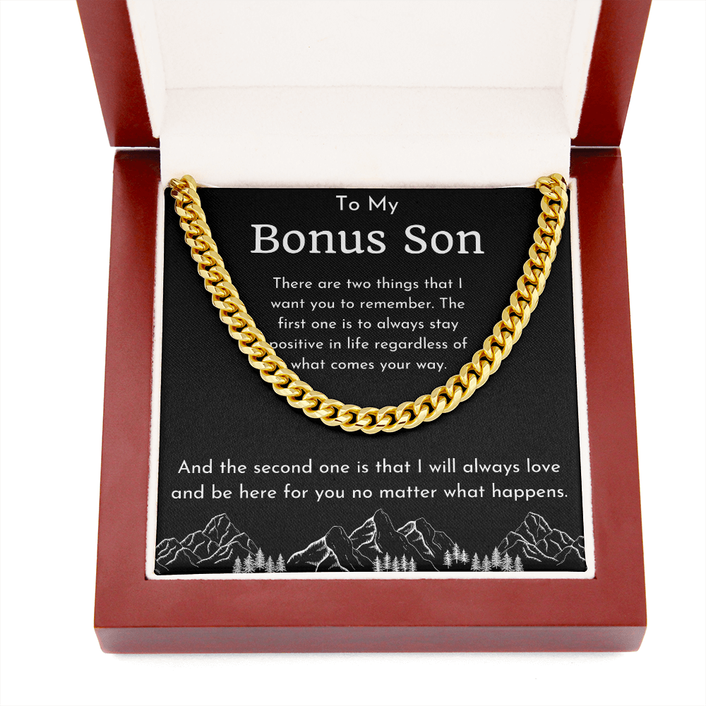 To My Bonus Son Cuban Link Chain Necklace