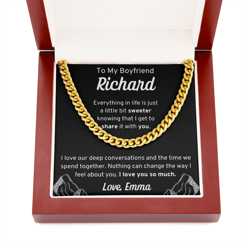 Personalized To My Boyfriend Cuban Link Chain Necklace