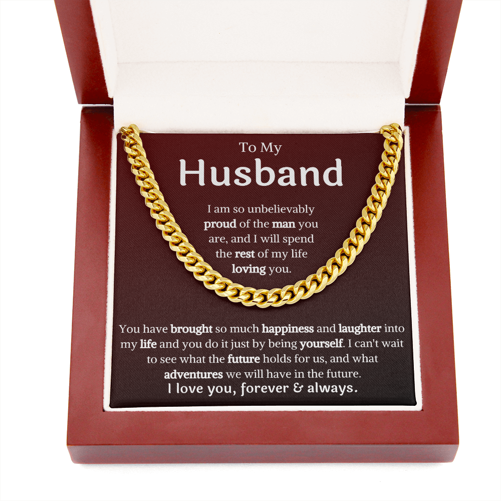 To My Husband Gradient Cuban Link Chain Necklace