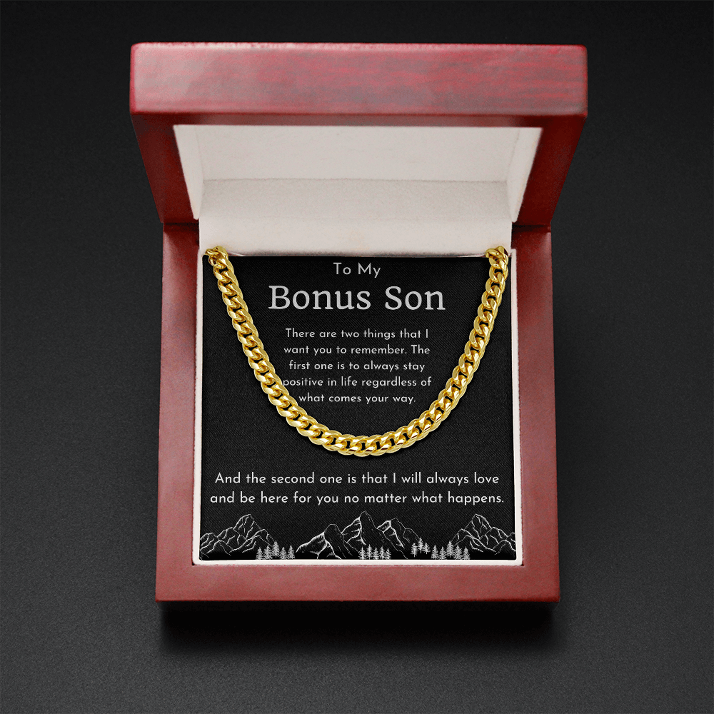 To My Bonus Son Cuban Link Chain Necklace