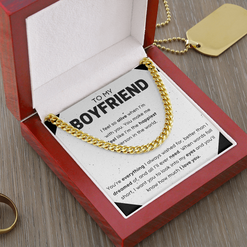 To My Boyfriend Cuban Link Chain Necklace