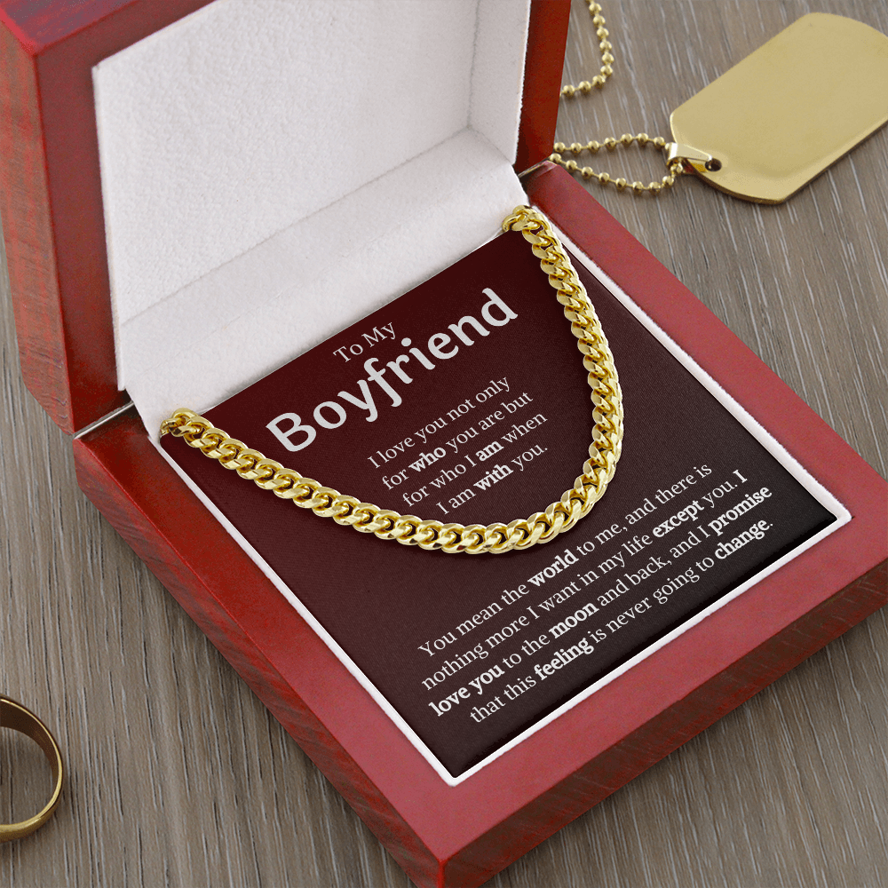 To My Boyfriend Gradient Cuban Link Chain Necklace