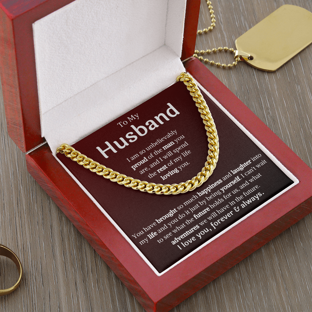 To My Husband Gradient Cuban Link Chain Necklace