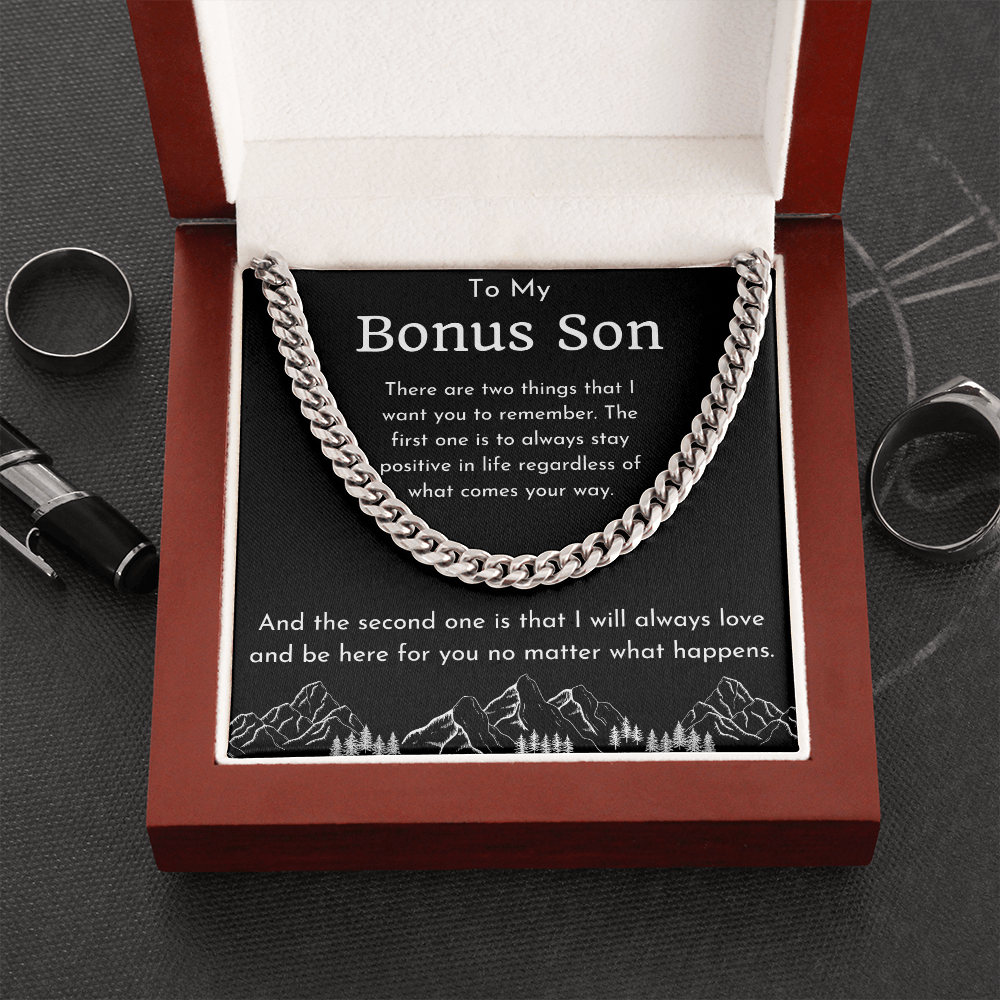 To My Bonus Son Cuban Link Chain Necklace