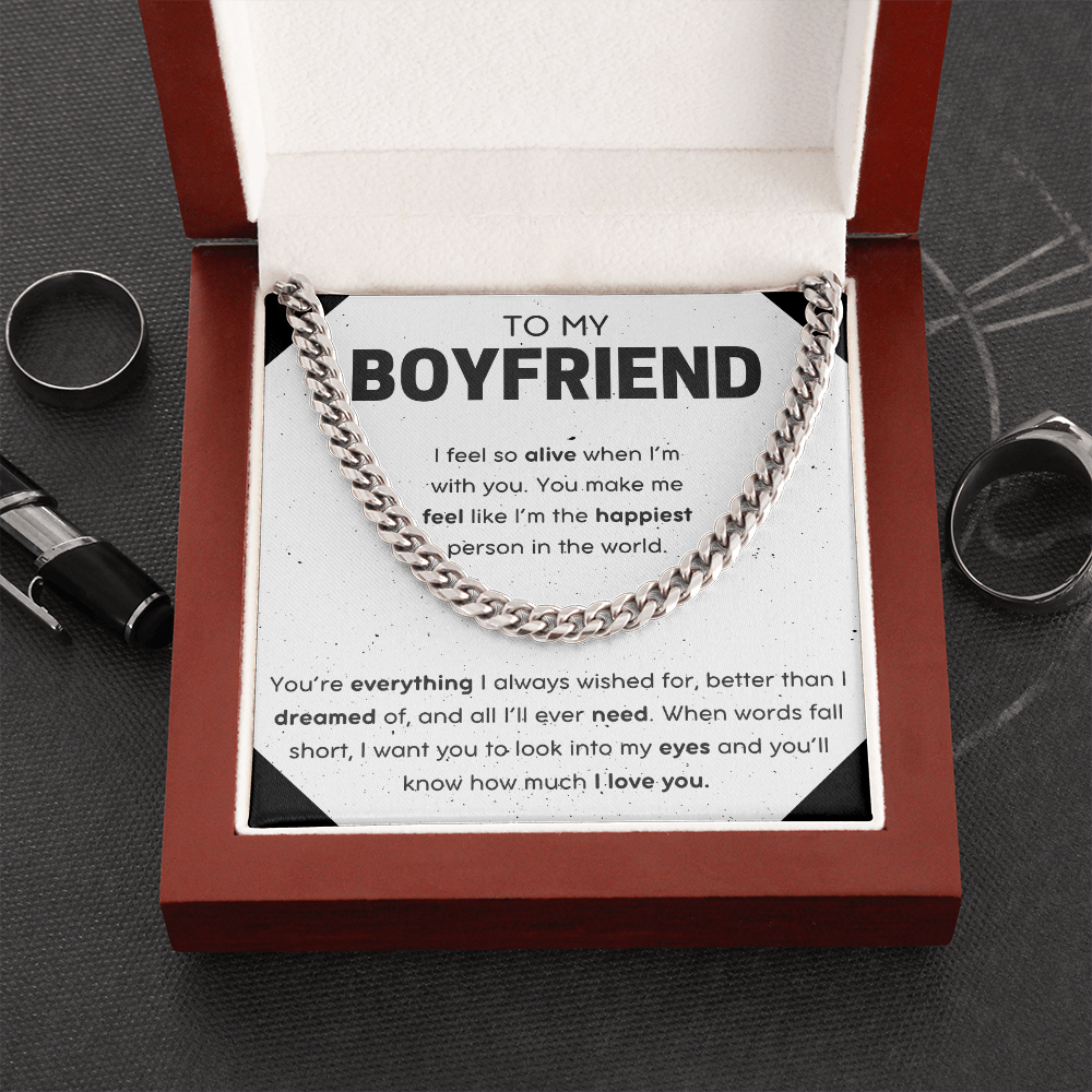 To My Boyfriend Cuban Link Chain Necklace