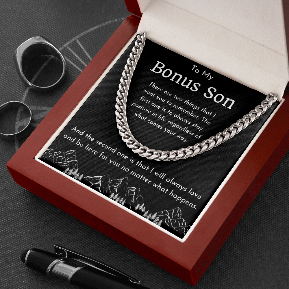 To My Bonus Son Cuban Link Chain Necklace