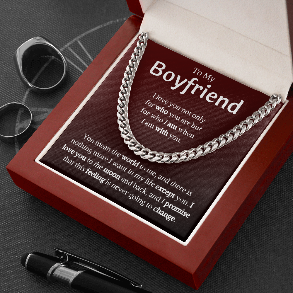 To My Boyfriend Gradient Cuban Link Chain Necklace