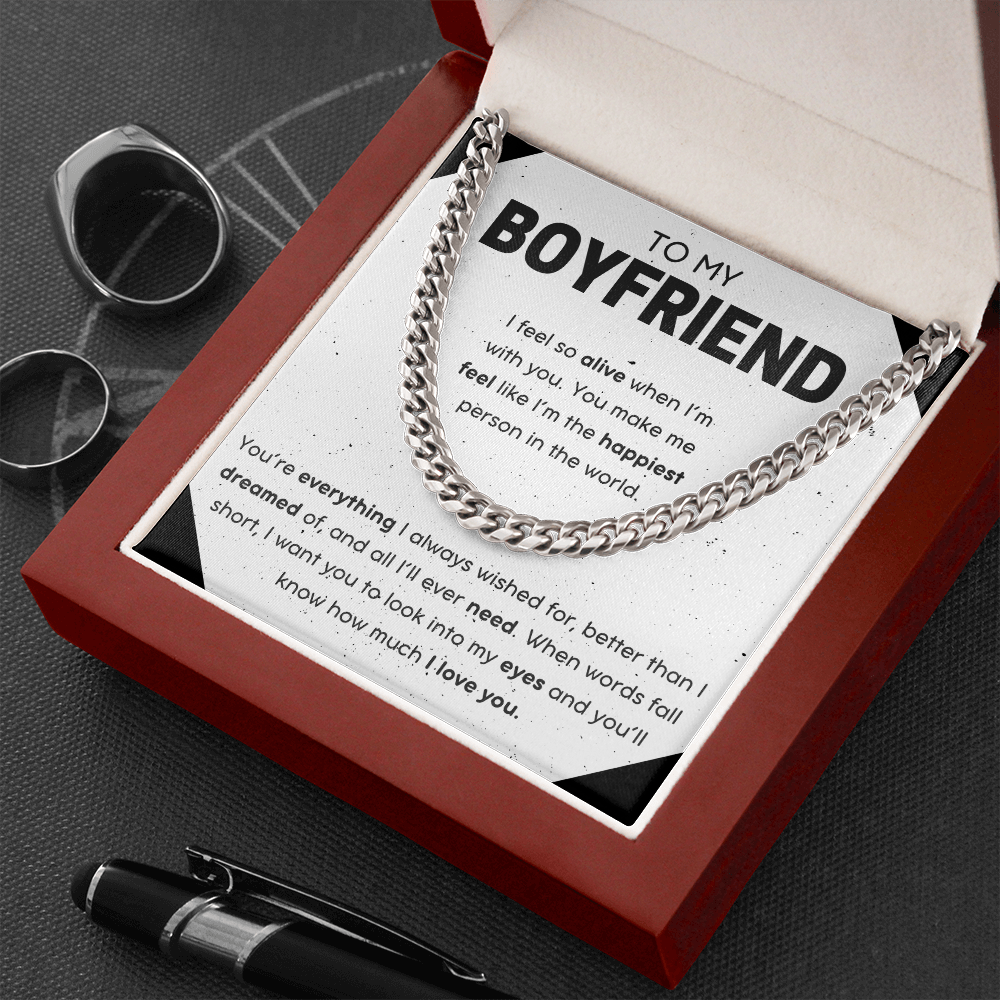 To My Boyfriend Cuban Link Chain Necklace