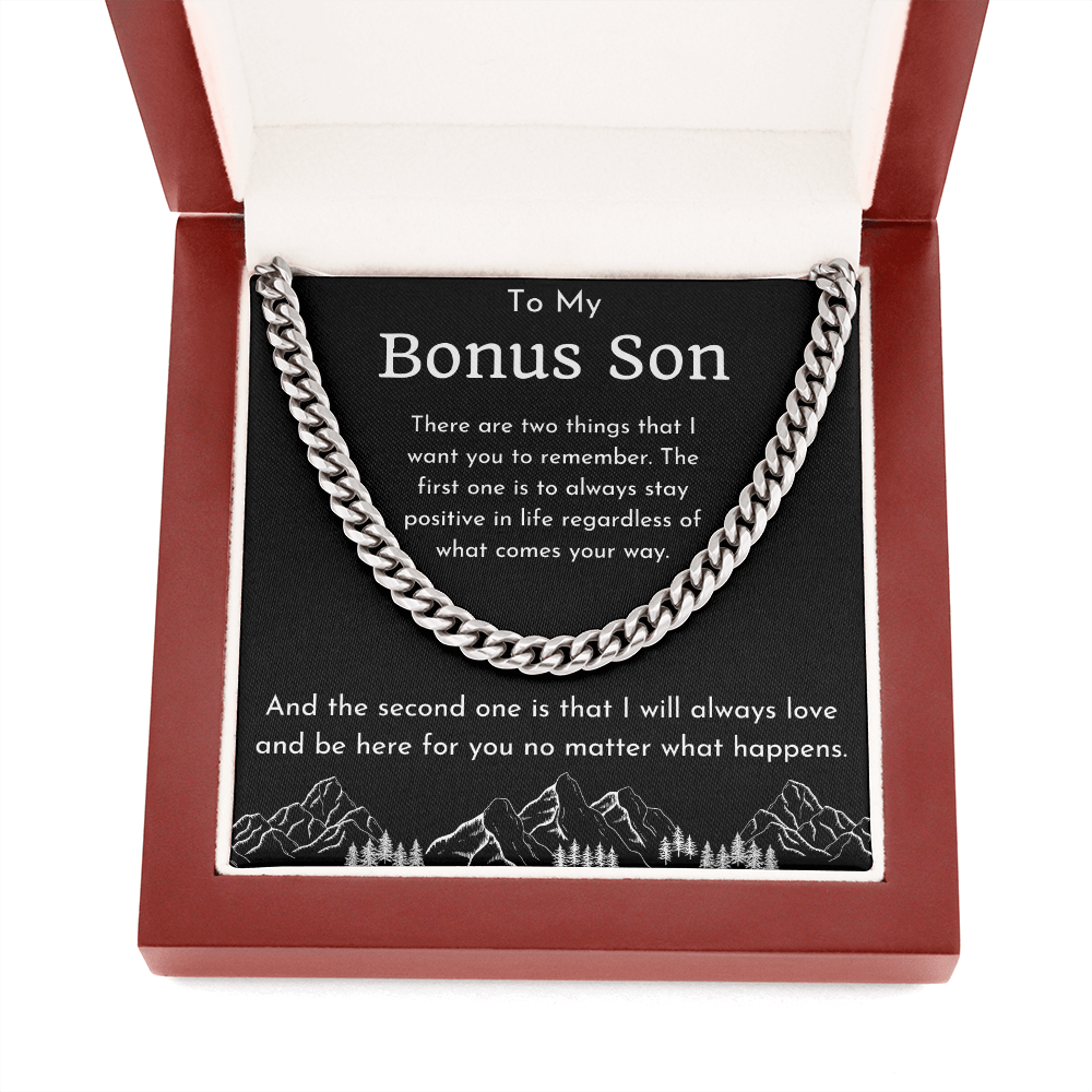 To My Bonus Son Cuban Link Chain Necklace