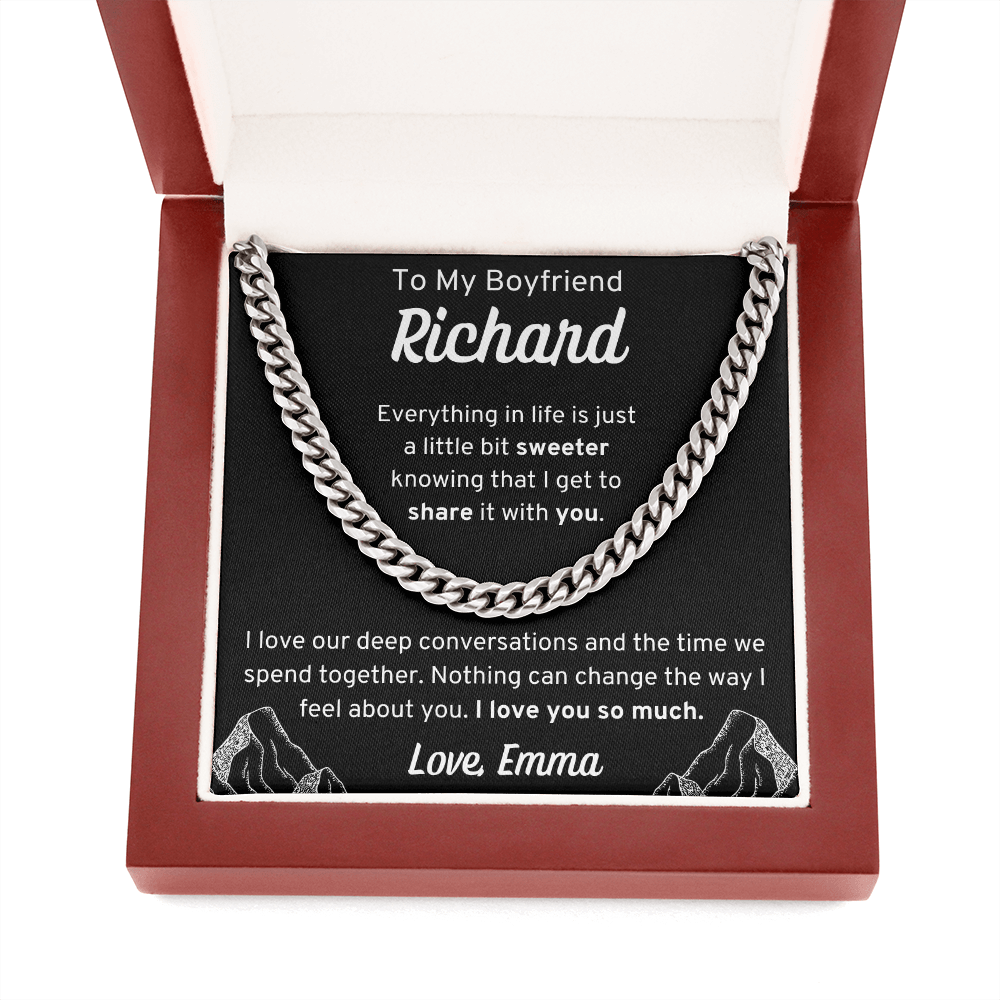 Personalized To My Boyfriend Cuban Link Chain Necklace