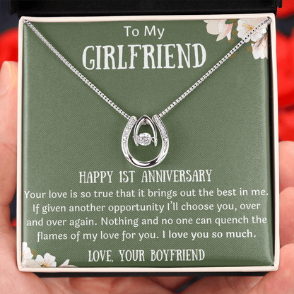 Happy 1st Anniversary To My Girlfriend from Boyfriend Horseshoe Necklace