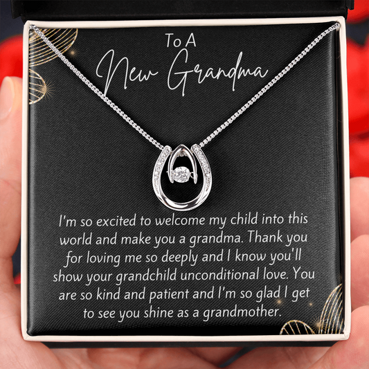 To A New Grandma Horseshoe Necklace