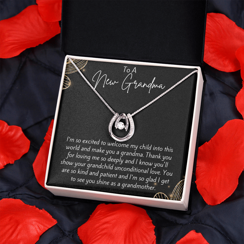 To A New Grandma Horseshoe Necklace