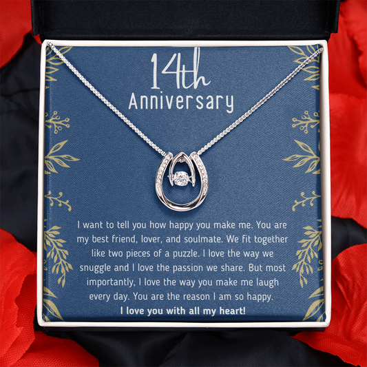 Happy 14th Anniversary Horseshoe Necklace