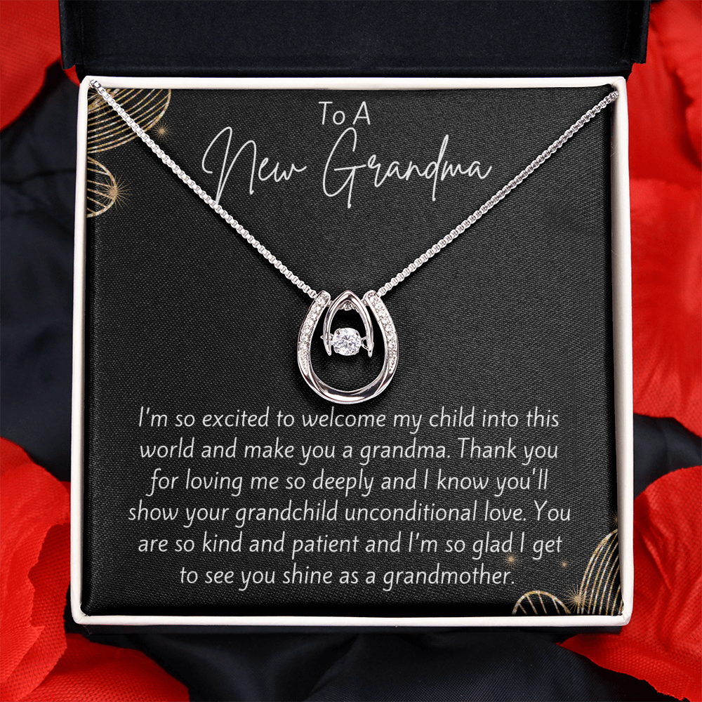 To A New Grandma Horseshoe Necklace